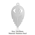 Abstract evil eye pendant in stainless steel with tassel design, size 16x30mm - Eyelash Eye Style (LA325) / 5 Pieces / Silver