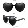 Fashion heart-shaped sunglasses in glossy black finish with front and side views - Black Frame Grey Lens