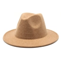 Classic camel wool fedora hat featuring a vintage curved brim for autumn and winter style - M(56-58cm) / Camel