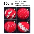 Set di quattro palline di Natale rosse floccate con motivi argentati e diametro 10cm - Oro Rosa Rosso
