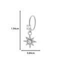 Silver octagon star earring with clear zircon inlay and dimensional measurements - 24# Silver