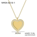 Titanium steel necklace featuring a golden heart pendant with sparkling rhinestones - Heart / Gold