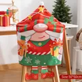 Christmas Gnome chair cover with snowman and gift patterns, 50x60cm festive decor - Gingerbread Gnome