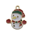 Ciondolo pupazzo di neve di Natale in lega con cappello rosso e sciarpa verde per gioielli - Pupazzo di Neve di Natale (14185) / 1 Pezzo (18x20mm) / Bianco / 0.43