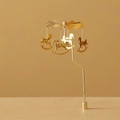 Golden carousel candle holder with spinning charms for home decor, height 18.5cm - Type Q: Carousel (No Tray)