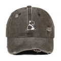 Verwaschene Baumwoll Baseballkappe mit Panda Stickerei und Vintage Distressed Details - Einheitsgröße / Kaffeebraun