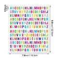 Detail showing 0.5-inch colorful alphabet stickers with precise size measurements in inches - Colorful