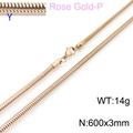 3mm round snake chain necklace in rose gold finish with 600mm length and lobster clasp - Rose Gold 3mmx600mm(KN203785-Z)