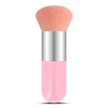 Pink round head foundation brush with dense bristles and silver metal ferrule handle - Small Chubby Pink Silver Pink Hair
