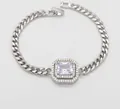 Silbernes Armband mit quadratischem Zirkonia, Kupfer mit 18k Weißgold-Beschichtung - Versilbert Weiß
