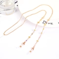 Gold glasses chain with white daisy charms and colorful beads, versatile metal lanyard - 1052 (Gold/Daisy)