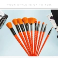 Set di 10 pennelli per trucco unicorno con manici a spirale arancioni e setole morbide - Set da 10 Pezzi / Unicorno Arancione