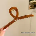Translucent brown 13cm large hair claw clip for thick hair with minimalist cross design - Jelly Coffee-13cm (Basic)