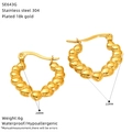 Detailed size specifications for 18K gold-plated heart-shaped stainless steel earrings - Beaded Heart Shaped Style (SE643G)