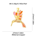 Golden hummingbird pendant with pink enamel wings and sparkling zircon stone accents - Pink and Orange Enamel Hummingbird Style (XL-378A) / Pendant