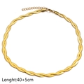 Braided gold flat snake chain necklace made of titanium steel 40+5cm length - Double Layer Woven Necklace / Gold