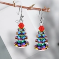 Regenbogen Kristall Weihnachtsbaum Ohrhänger mit silbernen Haken für festlichen Schmuck - Bunt