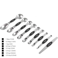 9-piece stainless steel magnetic double-sided measuring spoons with black silicone grips - 9-Piece Double-Sided Measuring Spoon Set (Black Handles)