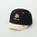 Detail of cute bear embroidery and 'didi cute' text on black and cream kids' baseball cap - 52cm (2-5 Years) / Black