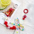 Detail of candy-colored beaded phone strap with red ring and cute cartoon acrylic beads - M Round Tag / Red