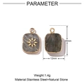 Detail of square natural stone charms with gold stainless steel frame and star pattern - VG621-Square Starstone Pendant