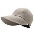 Women's wide brim sun hat in beige with Siando metal plaque and adjustable strap - One Size / Light Beige