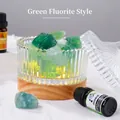 Green Fluorite crystal aroma lamp with wooden base and 10ml essential oil set - Green Fluorite Set