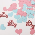 Pink and blue heart confetti with glitter Oh Baby lettering for gender reveal parties - Rose Gold Oh Baby + Pink Blue Heart