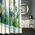 Detail of tropical palm beach scenery printed on waterproof polyester shower curtain - Tropical Palm-YS244