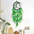 Handmade dream catcher with natural green agate and moon-shaped energy stones - Agate Pendant Style / Green