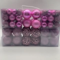 Pink assorted Christmas ball ornaments set with matte and glitter finishes in 100-pack box - 100pcs Pack / Pink