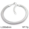 Bracciale a catena serpente minimalista in acciaio inossidabile argento con chiusura aragosta - Bracciale a Lisca di Pesce Piatta Larga 6mm (KB187321-GC)