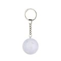 Translucent white pickleball keychain with silver metal ring on white background - White