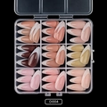 Französische Mandel-Drucknägel-Set mit 108 Teilen in 9 neutralen und rosa Tönen - Französische Mandel Erdtöne-Stil (D004)