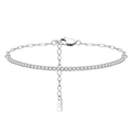 Silver S925 sterling silver tennis bracelet with single row of white zircon stones - 18+5cm / Silver