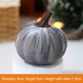 Grey velvet harvest pumpkin ornament 8cm for Thanksgiving and autumn home decor - Small Flocked Pumpkin Grey