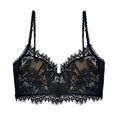 Sexy schwarzes Blumen-Spitzen-Bralette mit Netzfutter und breitem Wimpernspitzensaum - XL / Schwarz