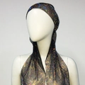 Detailed macro view of black mesh headpiece with colorful sparkling rhinestones - Black AB Rhinestone