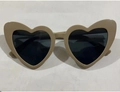Fashionable heart-shaped sunglasses with beige nude frame and dark grey tinted lenses - Coffee Frame Gray Lens