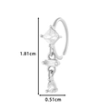 Silver copper nose ring with square and teardrop zircon dangling jewels measured at 1.81cm - Style 6-Multi Zircon Dangle (HSPJ0164) / Silver