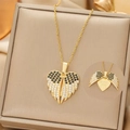 Goldene Herzflügel-Halskette mit Zirkonia-Steinen und I LOVE YOU-Gravur für Frauen - Zweifarbige öffnende Flügel LOVE YOU / Gold