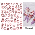 Macro shot of 3D heart and rose nail decals model CB-231 on purple gradient nails - CB-231 Heart Vine Style (CB-231) / Red