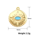 Gold evil eye pendant with blue zircon center measuring 19mm by 18mm weighing 2.2g - A0575 (Blue Sun Eye Round)