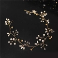 Exquisite bridal hair vine in gold wire with white pearls and clear crystals - 35cm / Gold