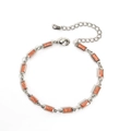 Bracelet argenté orné de zircons fleur de glace orange 3x6mm et fermoir mousqueton - Zircon Orange Argent