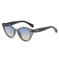 Cat eye sunglasses with transparent grey frame and blue-orange gradient lenses - Transparent Grey Frame Blue Tea Lens