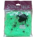 Decorazione Halloween ragnatela verde con ragni neri in confezione per feste - 20g Verde + 2 Ragni