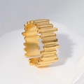 Adjustable gold plated titanium steel ring with horizontal striped texture for women - Gold-Drip Texture