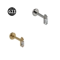 G23 titanium labret studs in gold and silver finish with rectangular clear zircon - Style NO-1 Rectangle / 1.2x8mm / Silver