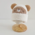 Dettaglio del cappello a forma di orsetto in peluche con occhi ricamati e morbida texture - 52-54cm (3-8 Anni) / Bianco